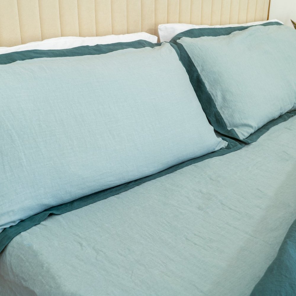 %100FrenchFlaxLinen King Size Duvet Cover Set with Fitted Sheet and Pillow Cases - Picture 7 of 8